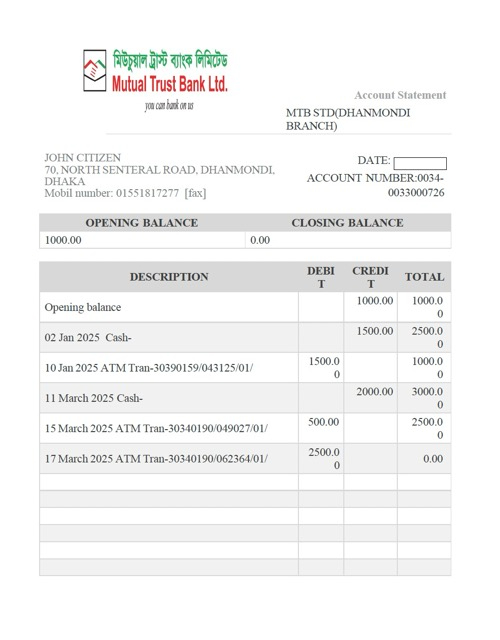 Download Bangladesh Mutual Trust bank account statement word
